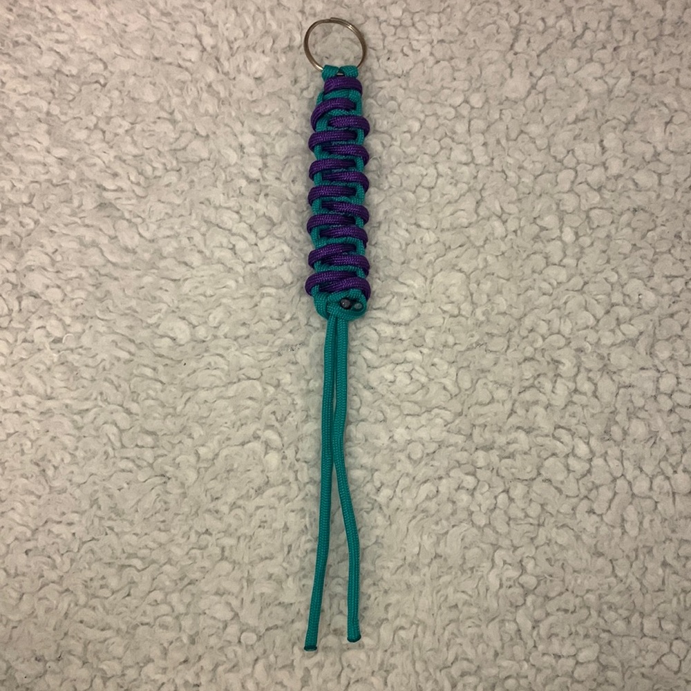 Turquoise and Purple Paracord Keychain / Bag Charm